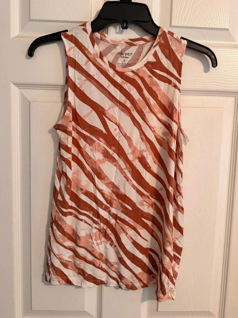Nine West Rust and White Zebra-Print Sleeveless Tank